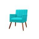 Ver imagem 3 de Kit Namoradeira + 2 Poltronas Decorativa Cecília Suede Azul Tifany Pés Madeira Mz Decor