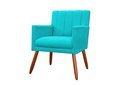 Ver imagem 3 de Kit Namoradeira + 2 Poltronas Decorativa Cecília Suede Azul Tifany Pés Madeira Mz Decor