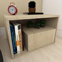 Ver imagem 1 de Mesa de Cabeceira Simples Amadeirado Minimalista Moderno Mesa Lateral Mdf