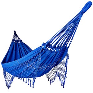 Rede de Dormir Casal Balanço de Algodão Reforçada 3,80m x 1,50m Varias Cores:Azul Royal