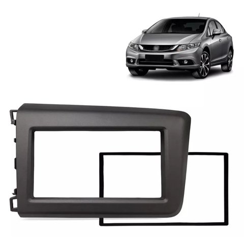 Moldura Painel Central 2 Din Som Dvd Civic 2012 À 2016 Cinza S/m 12/16 Civic 2d Cinza