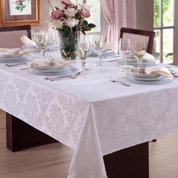 Toalha Mesa Jacquard Retangular 4 Lugares . Cor Branco - 1