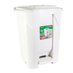 Lixeira Grande 2 Aberturas, Pedal e Rodas Branca de 60 Litros - 6