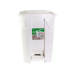 Lixeira Grande 2 Aberturas, Pedal e Rodas Branca de 60 Litros - 1
