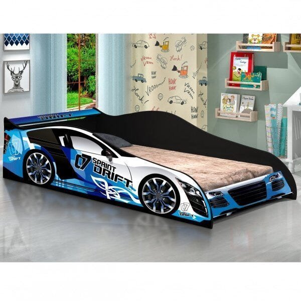 Cama Infantil com Proteção Lateral Carro Drift J&A Móveis