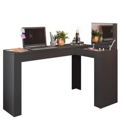 Escrivaninha De Canto Com Camarim Jade Preto - Ninho Decor - 2