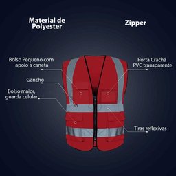 Colete Faixa Sinalizadora Refletiva Blusao Fluorescente Epi Segurança Trabalho Transito Obra - 5
