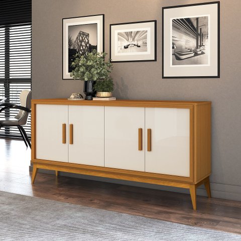 Buffet Aparador com 4 Portas Pés em Madeira Maciça Istambul 160cm