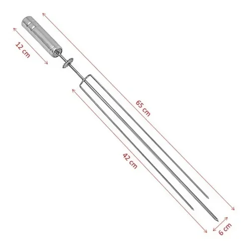 Espeto Tridente Giratório Rotativo Aço Inox Churrasqueira Grill - 2