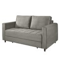 Ver imagem 2 de Sofá Cama Belize 2 Lugares Com Pés de Madeira e Rodízios Cinza