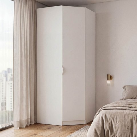 Guarda Roupa Modulado de Canto Obliquo 1 Porta Hera CabeCasa MadeiraOriginals Branco Algodão