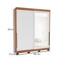 Ver imagem 4 de Guarda-roupa Casal Madrid 2 Portas 2 Gavetas com Espelho Branco/freijó - Politorno