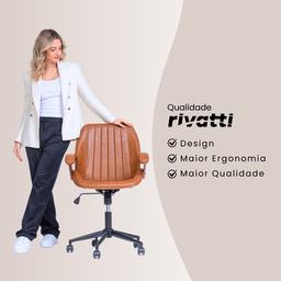 Cadeira de Escritório Ergonômica Giratória Diretor Executiva Couro Saragoça Office Marrom - 7