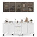 Ver imagem 2 de Cozinha Amara 200x224,5cm Armários Aéreos Porta Vidro Balcões com Tampo Branco 250787