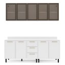 Ver imagem 3 de Cozinha Amara 200x224,5cm Armários Aéreos Porta Vidro Balcões com Tampo Branco 250787
