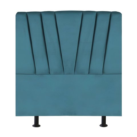 Cabeceira Estofada Cama Box Solteiro 90 Cm Louise Suede:azul Turquesa