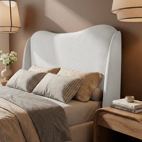 Cabeceira Orgânica para Cama Box King Size Luma 195cm Bouclê Branco - Desk Design