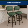 Banqueta Bar com Encosto Giratória Altura 65cm Cor Preta Assento Grosso Confortável Cor Verde - 2