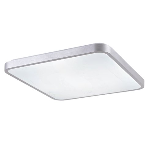 Plafon de Sobrepor Quadrado Acrilico Prata 50cm Led 120w 3 em 1 Bivolt Paris Luz