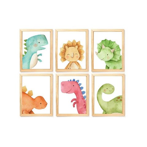 Kit Quadro Dinossauro Infantil Decorativo Quarto Criança Enxoval Bebê