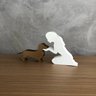 Escultura Decorativa Menina e seu Dachshund Pequena Vegras - 3