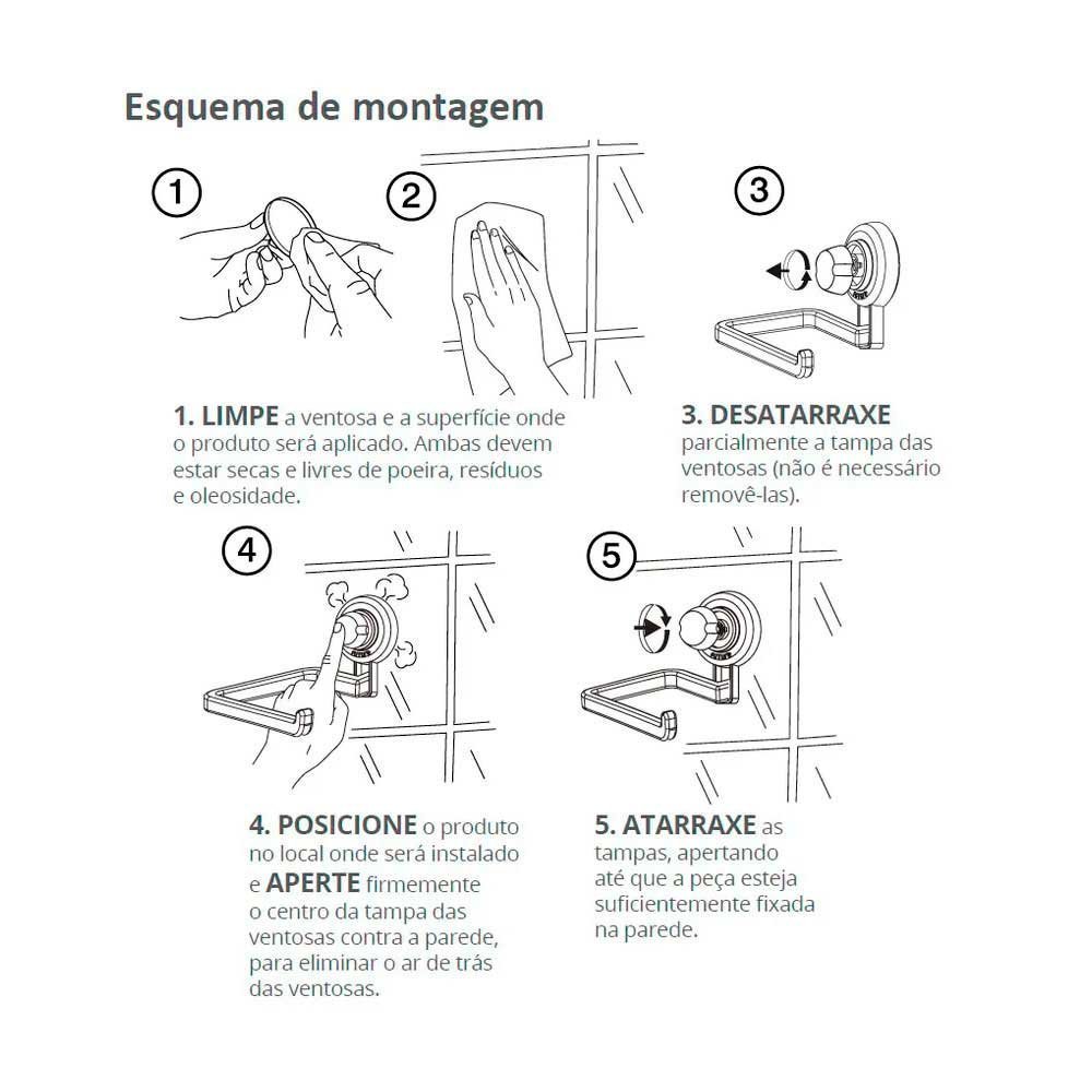 Cabide Gancho Multiuso com Ventosa Preto Praticità Bella Future - 4