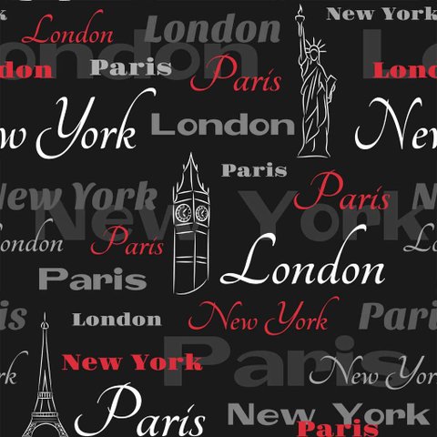 Papel de Parede Temático Viagens Nomes Cidades Famosas 3,0m