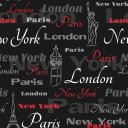 Ver imagem 1 de Papel de Parede Temático Viagens Nomes Cidades Famosas 3,0m