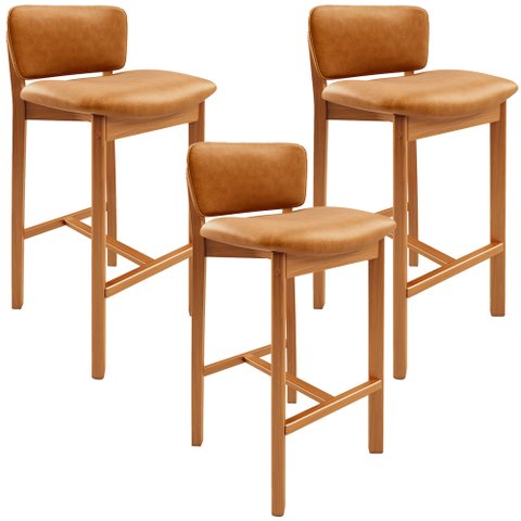 Kit 03 Banquetas Alta para Cozinha Sala de Jantar Bar Dara L02 Couríssimo Whisky - Lyam Decor