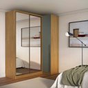 Ver imagem 1 de Guarda Roupa de Canto Porta de Correr 3 Portas 2 Espelhos Mdf Altezza Trend Belmax:freijó/titânio