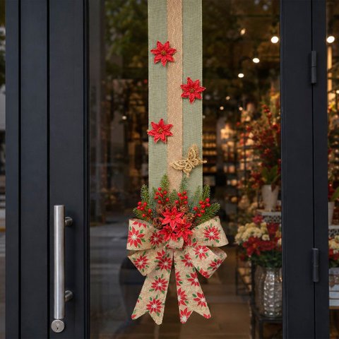 Escapulário Natalino Laço Flores Decoração Enfeite Porta 3m