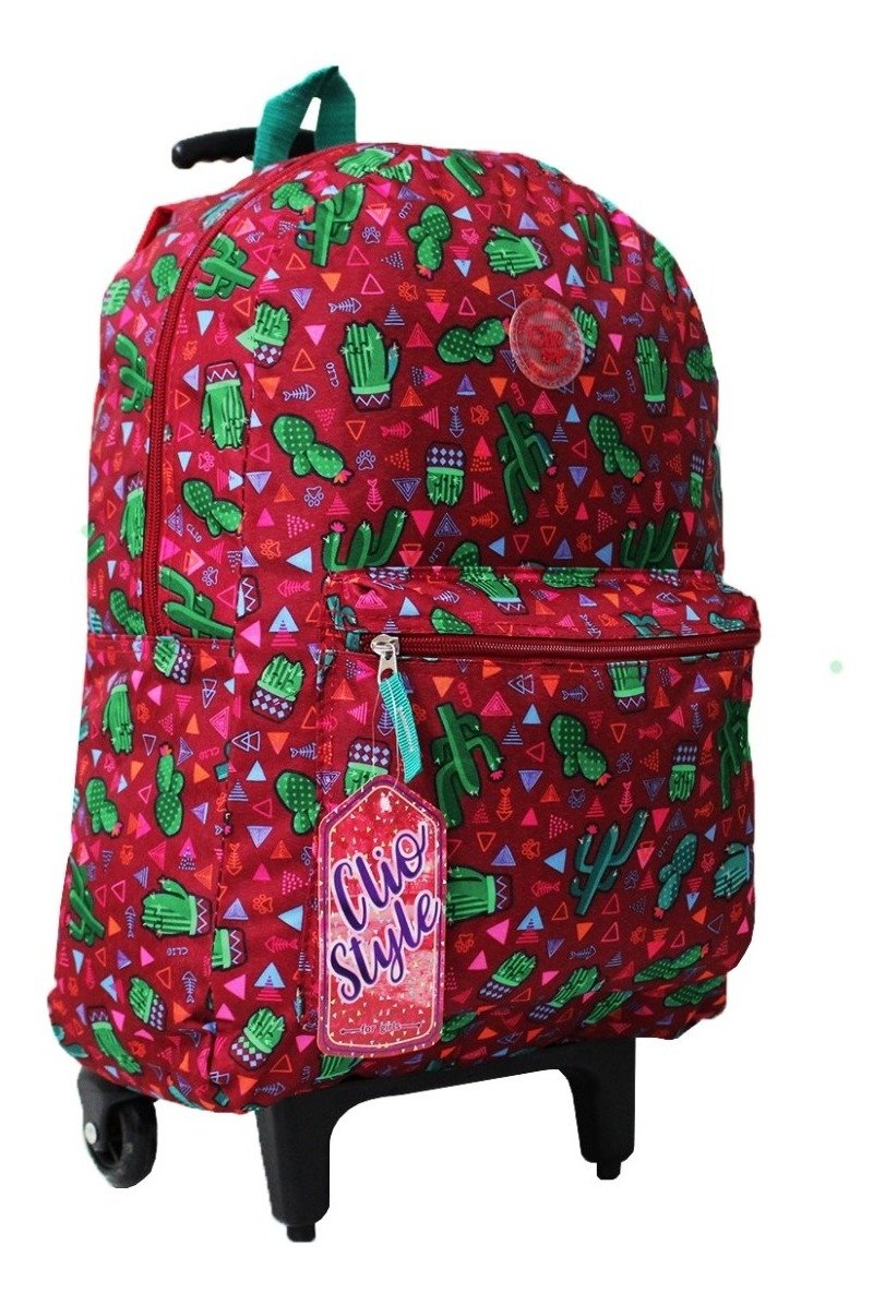 Mochila Cactos Juvenil Escolar De Rodinhas Clio Style Mf2016 - 1