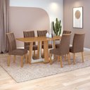 Ver imagem 1 de Conjunto Sala de Jantar Mesa Easy Pop 170x90cm Tampo Mdf com 6 Cadeiras Confort Couro Morano Avelã