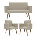 Ver imagem 1 de Kit Sófa 2 Lugares e 2 Poltronas para Sala de Estar Recepção Bege