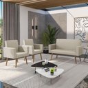 Ver imagem 2 de Kit Sófa 2 Lugares e 2 Poltronas para Sala de Estar Recepção Bege