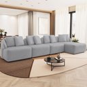 Ver imagem 1 de Sofá 5 Lugares com Chaise Direito Sala Living 388cm Arlo F04 Veludo Cinza Tc-12023 - Lyam Decor