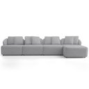 Ver imagem 2 de Sofá 5 Lugares com Chaise Direito Sala Living 388cm Arlo F04 Veludo Cinza Tc-12023 - Lyam Decor