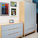 Ver imagem 6 de Guarda Roupa Infantil Cinza com Carvalho Malva 2 Portas - Quater