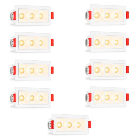 9 Spot Micro Triplo Downlight Led 3000k Embutir Quarto Bet90
