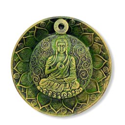 Incensário Cascata Prato Buda verde 12 cm em resina - traz proteção, harmonia e paz - 2