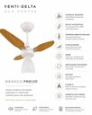 Ver imagem 6 de Ventilador Teto Venti-Delta Eco Ventus Inverter 55W Controle Remoto Bivolt Branco Freijó