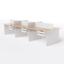 Estação de Trabalho 6 Lugares 450x120 com 2 Gavetas Suspensas Cor:legno Salinas com Branco - 1