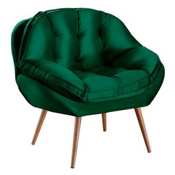 Poltrona Decorativa Almofadada Pé Palito Veludo Dallas Verde - Sofá Casa - 2