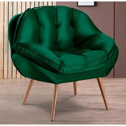 Poltrona Decorativa Almofadada Pé Palito Veludo Dallas Verde - Sofá Casa - 1