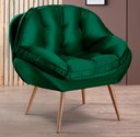 Ver imagem 1 de Poltrona Decorativa Almofadada Pé Palito Veludo Dallas Verde