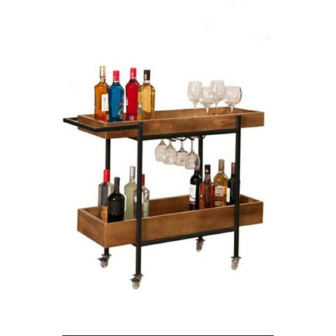 Adega/Carrinho Dubaí Estilo Industrial Madeira Maciça
