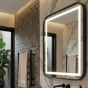 Ver imagem 1 de Espelho 50X90 LED 3 Cores Frio Neutro Quente Pontas Arredondadas Moldura Couro Preto 90X50