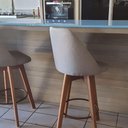 Ver imagem 4 de Kit 5 Banquetas Maya Gourmet Giratória-tamanho Médio 62 Cm do Chão até o Assento-tecido Linho