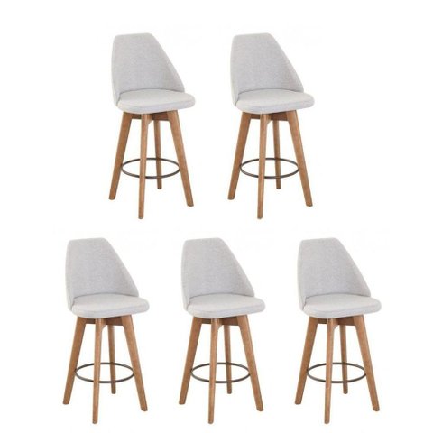 Kit 5 Banquetas Maya Gourmet Giratória-tamanho Médio 62 Cm do Chão até o Assento-tecido Linho