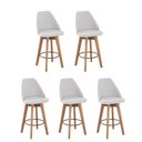 Ver imagem 1 de Kit 5 Banquetas Maya Gourmet Giratória-tamanho Médio 62 Cm do Chão até o Assento-tecido Linho